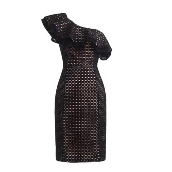 J. Crew Collection One-Shoulder Ruffle Dress Black In Eyelet Size 2 NWT - Picture 4 of 11